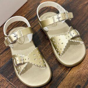 Footmates Girls Gold Sandals Size 9 | Shimmer Dress Shoes | Summer Occasion